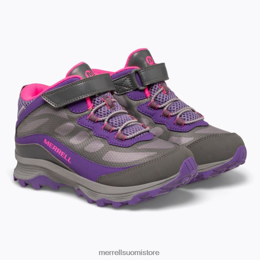 moab speed mid ilmastointi vedenpitävä (mk165209) Merrell lapset 2RR88X1387 harmaa/vaaleanpunainen/violetti kenkiä